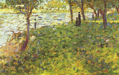 Landschaft mit Personen von Georges Seurat als Kunstdruck auf Leinwand