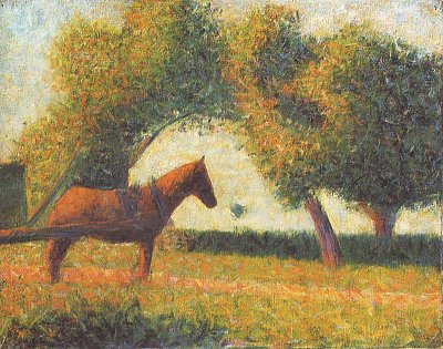 Pferd mit Wagen von Georges Seurat als Kunstdruck auf Leinwand