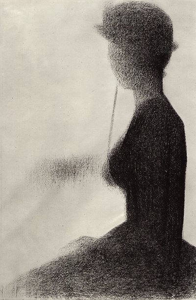 Sitzende Frau mit Regenschirm von Georges Seurat als Kunstdruck auf Leinwand