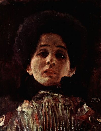 Damenbildnis en Face von Gustav Klimt als Kunstdruck auf Leinwand