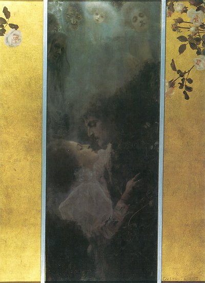 Die Liebe von Gustav Klimt als Kunstdruck auf Leinwand
