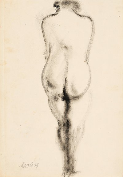 Akt Rückenansicht von Heinrich Hoerle als Kunstdruck auf Leinwand