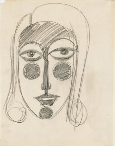 Frauenkopf (Studie) von Heinrich Hoerle als Kunstdruck auf Leinwand