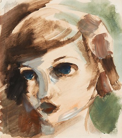 Mädchenkopf von Heinrich Hoerle als Kunstdruck auf Leinwand
