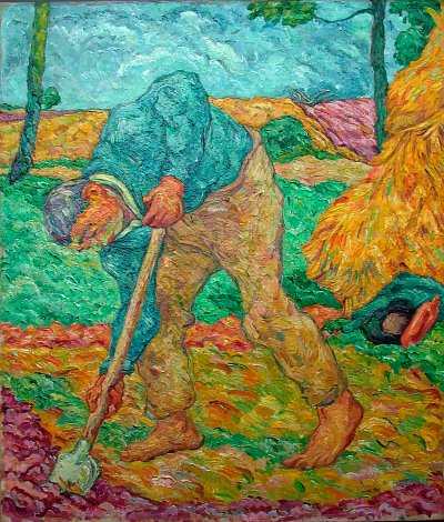 Grabender Bauer von Heinrich Nauen als Kunstdruck auf Leinwand