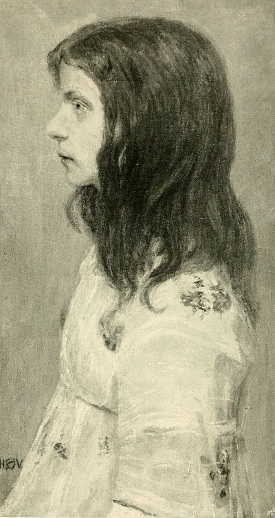 Mädchenkopf von Heinrich Vogeler als Kunstdruck auf Leinwand