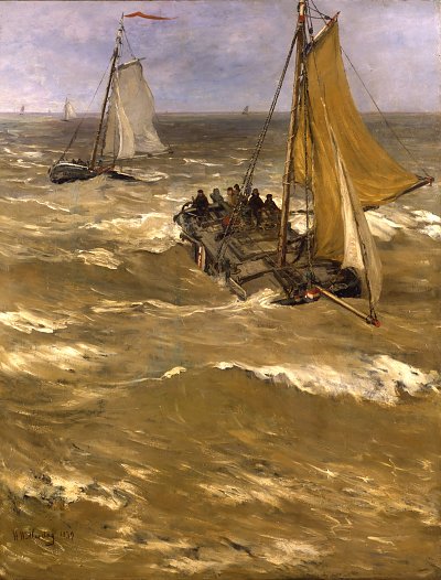 In de branding von Hendrik Willem Mesdag als Kunstdruck auf Leinwand