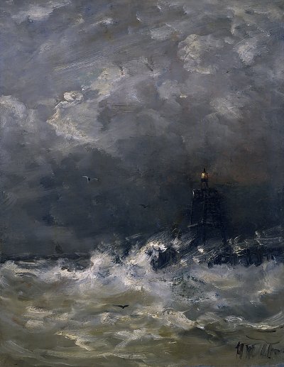 Lighthouse in the Surf von Hendrik Willem Mesdag als Kunstdruck auf Leinwand