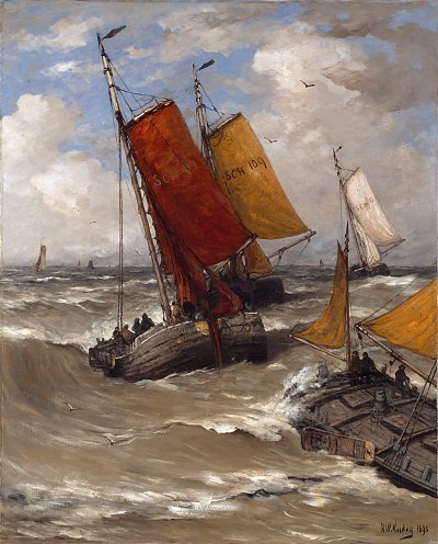 Terug van de visvangst von Hendrik Willem Mesdag als Kunstdruck auf Leinwand