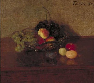 Glazen schaal met witte en blauwe druiven perziken en pruimen von Henri Fantin Latour als Kunstdruck auf Leinwand