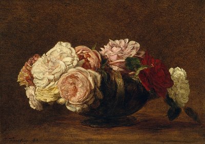 Roses in a Bowl von Henri Fantin Latour als Kunstdruck auf Leinwand