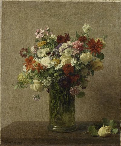 Still Life with Flowers von Henri Fantin Latour als Kunstdruck auf Leinwand