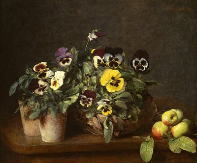 Still life with Pansies von Henri Fantin Latour als Kunstdruck auf Leinwand