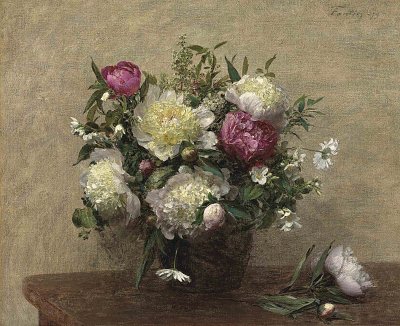 Vase de pivoines von Henri Fantin Latour als Kunstdruck auf Leinwand
