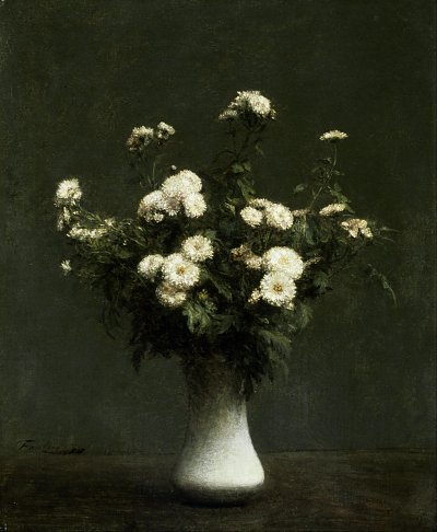 Vase of Chrysanthemums von Henri Fantin Latour als Kunstdruck auf Leinwand