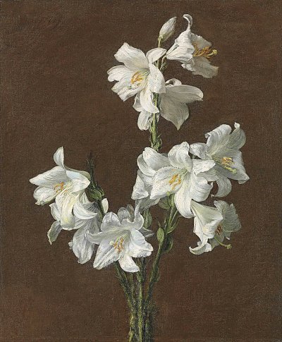 White Lilies von Henri Fantin Latour als Kunstdruck auf Leinwand