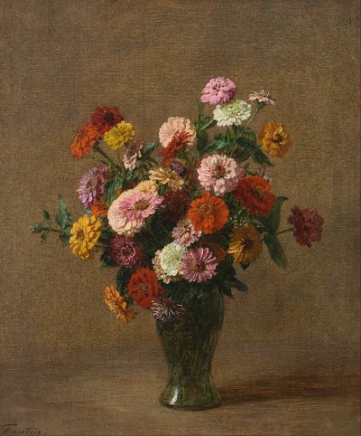 Zinnias von Henri Fantin Latour als Kunstdruck auf Leinwand