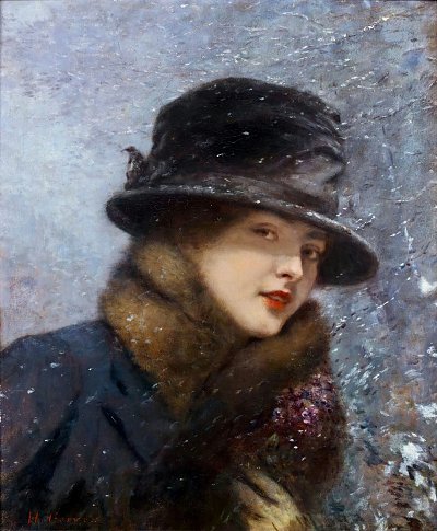 Jeune femme au bouquet de violettes von Henri Gervex als Kunstdruck auf Leinwand