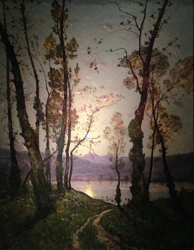 A Serene Landscape von Henri Harpignies als Kunstdruck auf Leinwand
