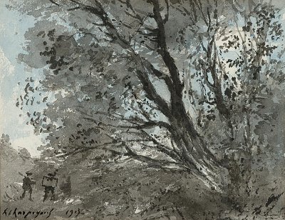 Baumstudie von Henri Harpignies als Kunstdruck auf Leinwand