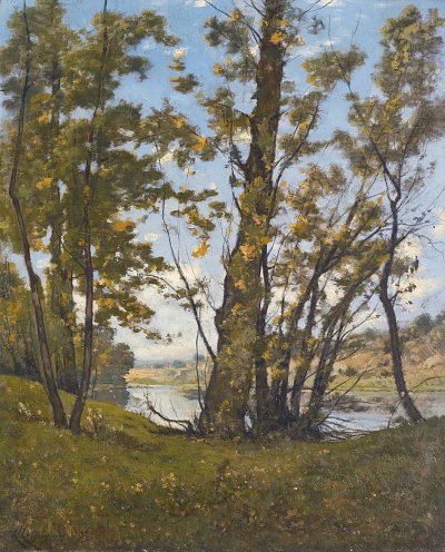 La loire a bonny von Henri Harpignies als Kunstdruck auf Leinwand