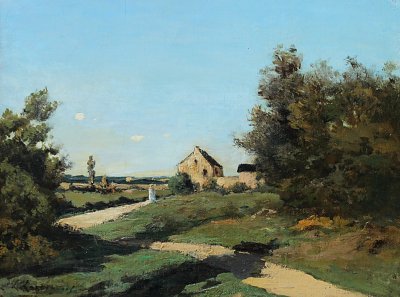 Landscape with Figure von Henri Harpignies als Kunstdruck auf Leinwand