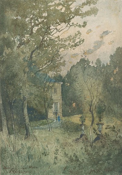 Landscape with the House of the Artist s Mother von Henri Harpignies als Kunstdruck auf Leinwand