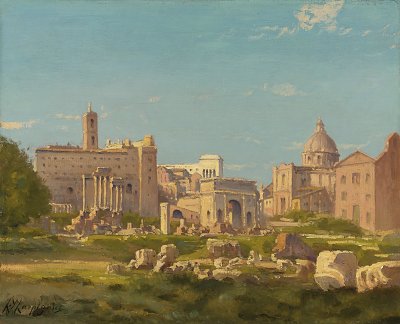 Le Forum romain von Henri Harpignies als Kunstdruck auf Leinwand