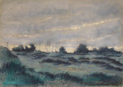 Paysage de lande au crepuscule von Henri Harpignies als Kunstdruck auf Leinwand