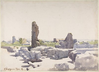 View of the Colosseum from the Basilica of Domitian and the Flavian Palace Rome von Henri Harpignies als Kunstdruck auf Leinwand