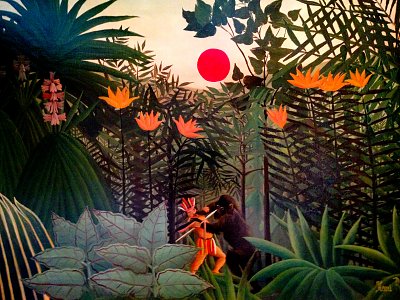 An american indian stuggling with a gorilla von Henri Rousseau als Kunstdruck auf Leinwand