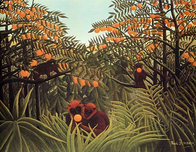 Apes in the orange grove von Henri Rousseau als Kunstdruck auf Leinwand