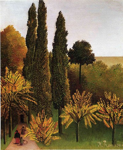 Walking in the Parc des Buttes Chaumont von Henri Rousseau als Kunstdruck auf Leinwand