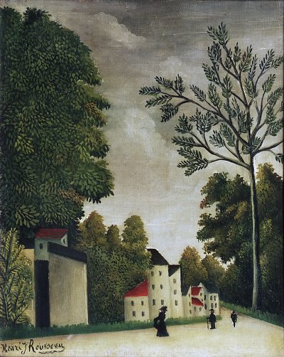 a village street von Henri Rousseau als Kunstdruck auf Leinwand