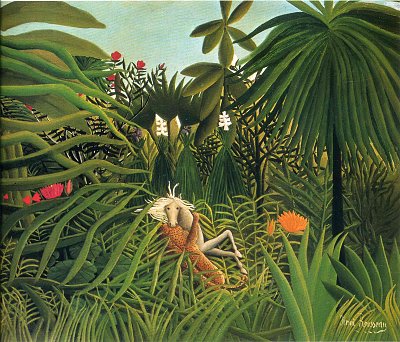 jaguar attacking a horse von Henri Rousseau als Kunstdruck auf Leinwand