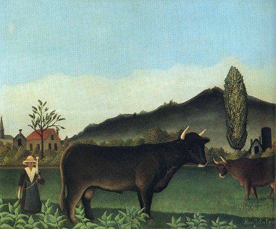 landscape with cow von Henri Rousseau als Kunstdruck auf Leinwand