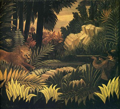 the lion hunter von Henri Rousseau als Kunstdruck auf Leinwand