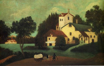 wagon in front of the mill von Henri Rousseau als Kunstdruck auf Leinwand