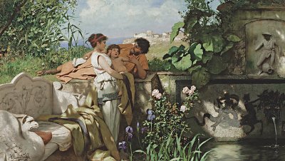 By the Fountain von Henryk Siemiradzki als Kunstdruck auf Leinwand