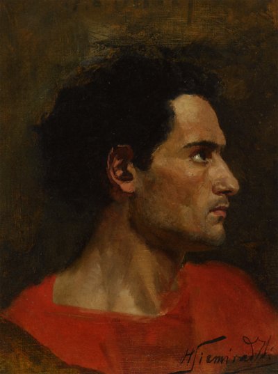 Man in profile von Henryk Siemiradzki als Kunstdruck auf Leinwand
