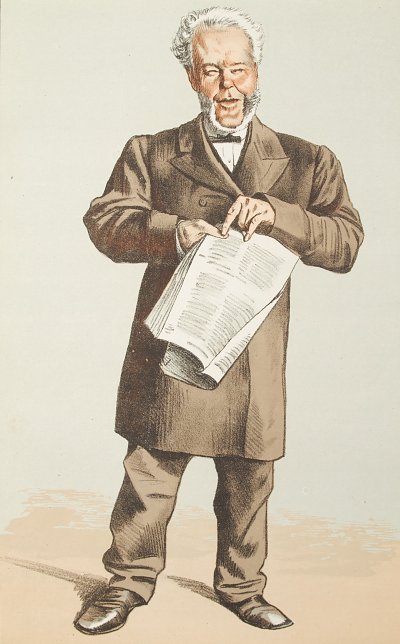 Caricature of Alderman Andrew Lusk MP von James Tissot als Kunstdruck auf Leinwand