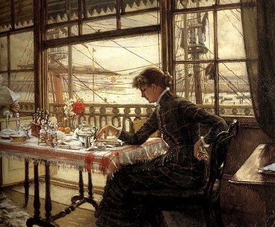 Room Overlooking the Harbour von James Tissot als Kunstdruck auf Leinwand