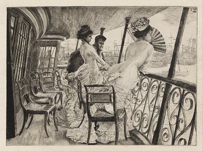 The Gallery of H M S Calcutta Souvenir of a Ball on Shipboard von James Tissot als Kunstdruck auf Leinwand