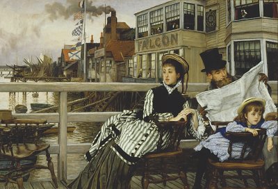 Waiting for the Ferry at the Falcon Tavern von James Tissot als Kunstdruck auf Leinwand