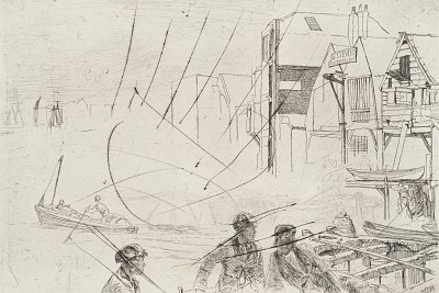 A Wharf von James mcneill whistler als Kunstdruck auf Leinwand