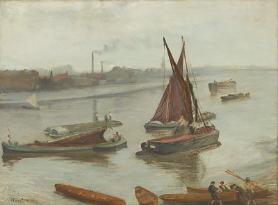 Grey and Silver Old Battersea Reach von James McNeill Whistler als Kunstdruck auf Leinwand