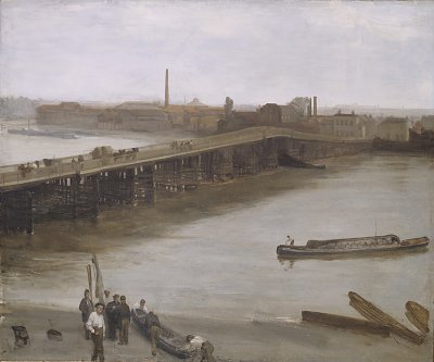 James Brown and Silver Old Battersea Bridge von James mcneill whistler als Kunstdruck auf Leinwand