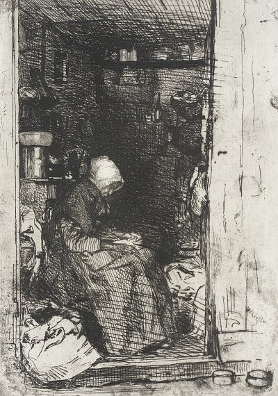 La Vieille aux Loques von James mcneill whistler als Kunstdruck auf Leinwand