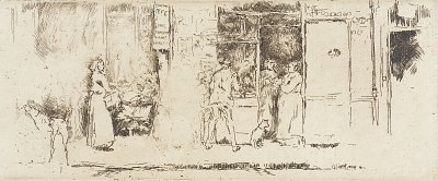 Newspaper Stall Rue de Seine von James McNeill Whistler als Kunstdruck auf Leinwand