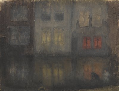Nocturne Black and Red Back Canal Holland von James McNeill Whistler als Kunstdruck auf Leinwand